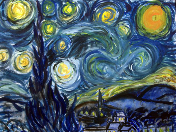 van Gogh's Starry Night in watercolor