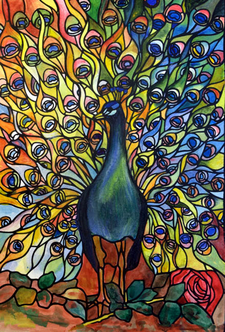 Peacock in Watercolor